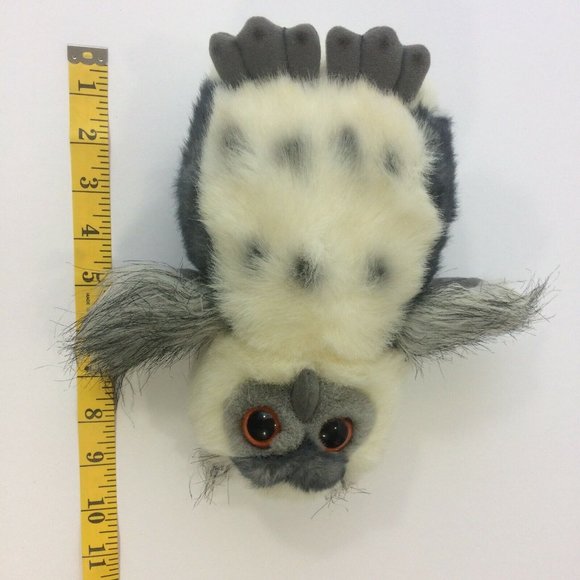 Aurora Horned Owl Plush White Gray 9" Stuffed Animal Toy Realistic Orange Eyes - Picture 12 of 12